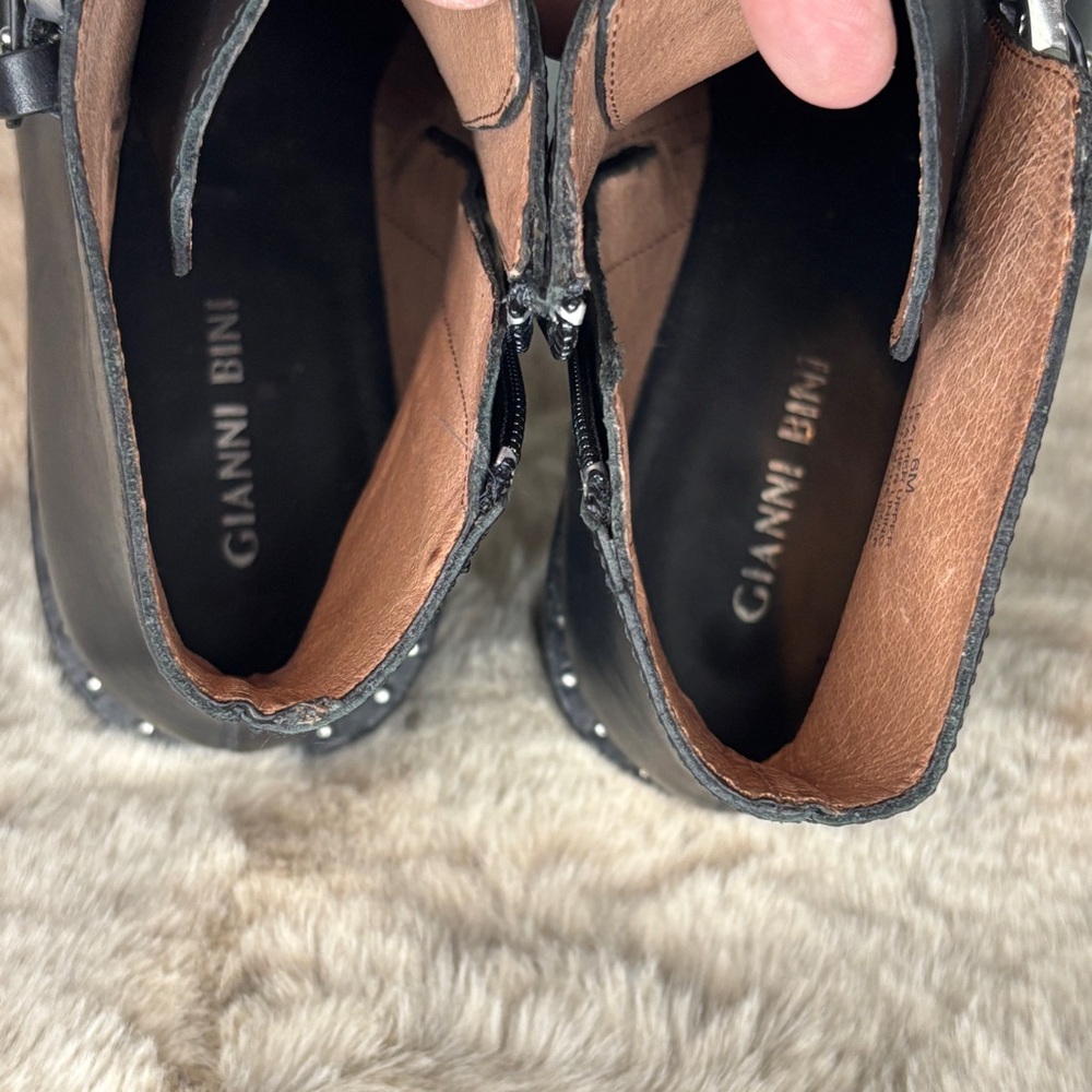 Gianni Rini Studded Booties‎ w/ Buckles Black Size 6 - Picture 13 of 15